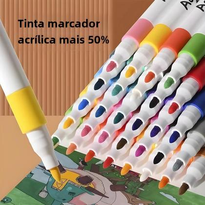 Imagem de Conjunto de Canetas Marcadoras de Tinta Acrílica para Crianças - Ideal para Artesanato DIY