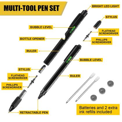 Imagem de Conjunto de canetas multiferramentas Jasee 9 em 1 com LED, caneta, nível e chave de fenda