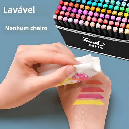 Imagem de Conjunto de Canetas Pincel com 12/24/36/48/60 ou 80 Cores Sortidas - Ideal para Pintura e Desenho