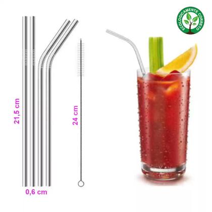 Imagem de CONJUNTO DE CANUDOS AÇO INOX MIMO STYLE 4un + 1 ESCOVA