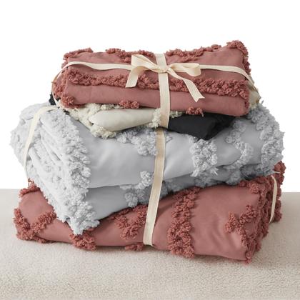 Imagem de Conjunto de Capa de Edredom Bedsure Boho Queen Size - Rosa Escuro