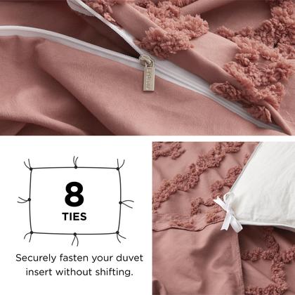 Imagem de Conjunto de Capa de Edredom Bedsure Boho Queen Size - Rosa Escuro