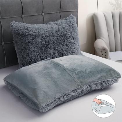 Imagem de Conjunto de Capa de Edredom BLEUM CADE Fluffy Plush Twin Size Cinza Escuro