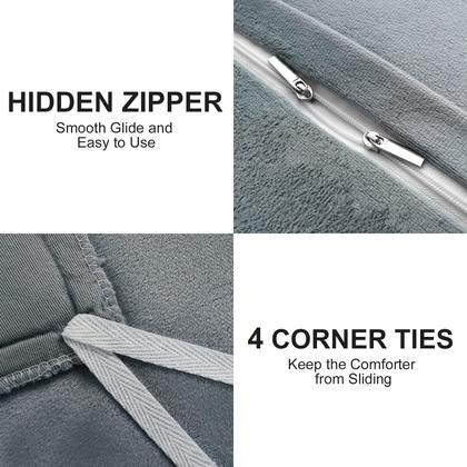 Imagem de Conjunto de Capa de Edredom BLEUM CADE Fluffy Plush Twin Size Cinza Escuro