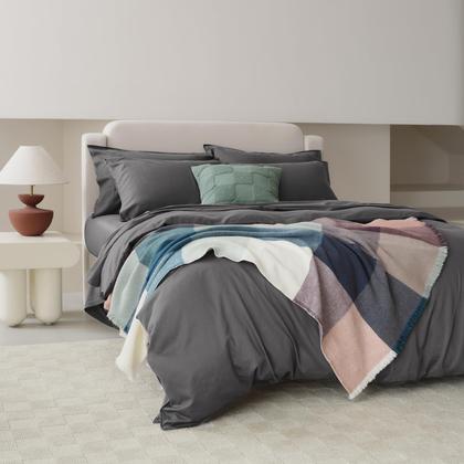 Imagem de Conjunto de capa de edredom de algodão de ponto duplo Tencel King Size Ash Black