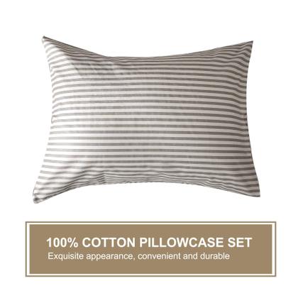 Imagem de Conjunto de capa de edredom JELLYMONI 100% algodão listrado branco/cinza Twin