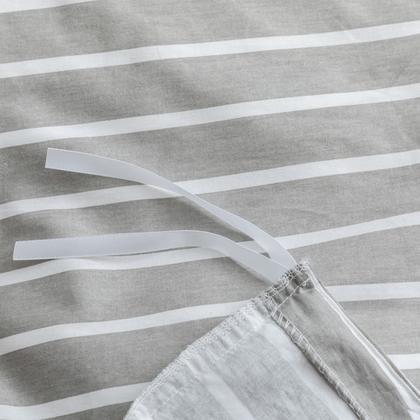 Imagem de Conjunto de capa de edredom JELLYMONI totalmente cinza de algodão com listras brancas