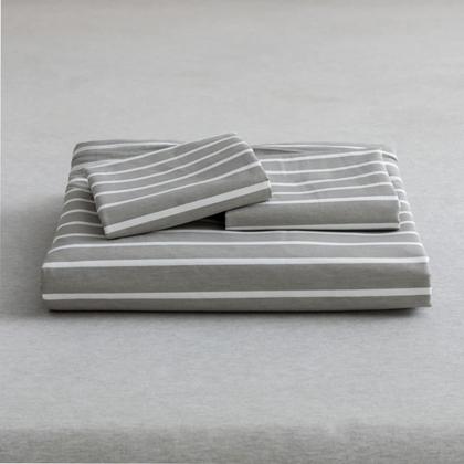Imagem de Conjunto de capa de edredom JELLYMONI totalmente cinza de algodão com listras brancas