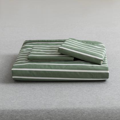 Imagem de Conjunto de capa de edredom JELLYMONI totalmente verde de algodão com listras brancas