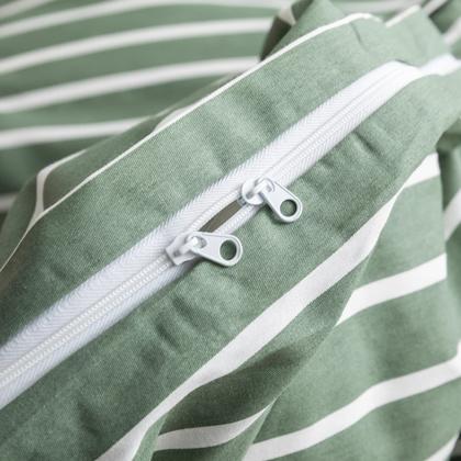 Imagem de Conjunto de capa de edredom JELLYMONI totalmente verde de algodão com listras brancas