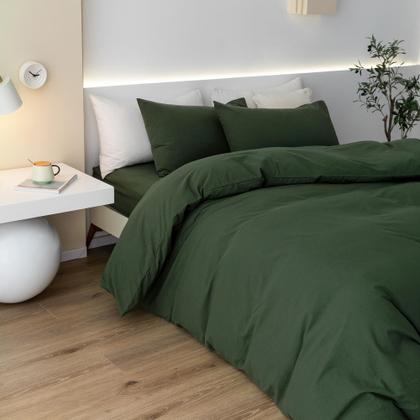 Imagem de Conjunto de capa de edredom JIYUAN 100% algodão lavado, queen size, verde