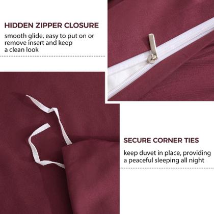 Imagem de Conjunto de capa de edredom JSD Burgundy Full Size com fronhas