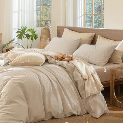 Imagem de Conjunto de capa de edredom MooMee 100% algodão lavado, linho, tamanho completo