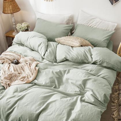 Imagem de Conjunto de capa de edredom MooMee Bedding 100% algodão lavado king size