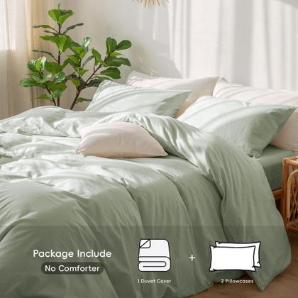 Imagem de Conjunto de capa de edredom MooMee Bedding 100% algodão lavado king size