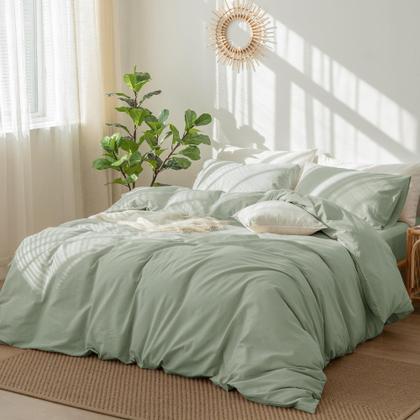 Imagem de Conjunto de capa de edredom MooMee Bedding 100% algodão lavado king size
