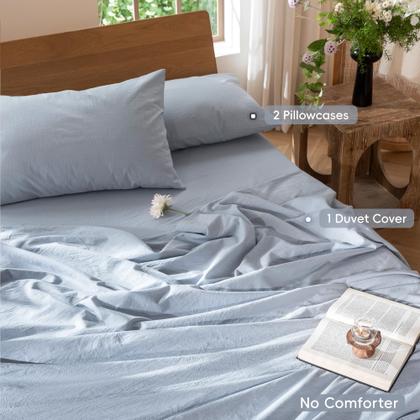 Imagem de Conjunto de capa de edredom MooMee Bedding 100% algodão lavado king size