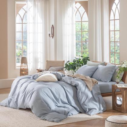 Imagem de Conjunto de capa de edredom MooMee Bedding 100% algodão lavado king size