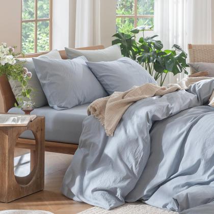 Imagem de Conjunto de capa de edredom MooMee Bedding 100% algodão lavado king size