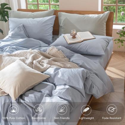 Imagem de Conjunto de capa de edredom MooMee Bedding 100% algodão lavado king size
