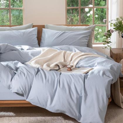 Imagem de Conjunto de capa de edredom MooMee Bedding 100% algodão lavado king size
