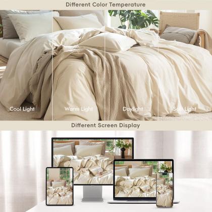 Imagem de Conjunto de capa de edredom MooMee Bedding 100% algodão lavado king size