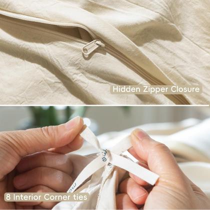 Imagem de Conjunto de capa de edredom MooMee Bedding 100% algodão lavado king size