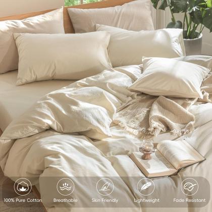 Imagem de Conjunto de capa de edredom MooMee Bedding 100% algodão lavado king size