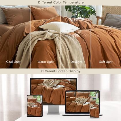 Imagem de Conjunto de capa de edredom MooMee Bedding 100% algodão lavado Queen