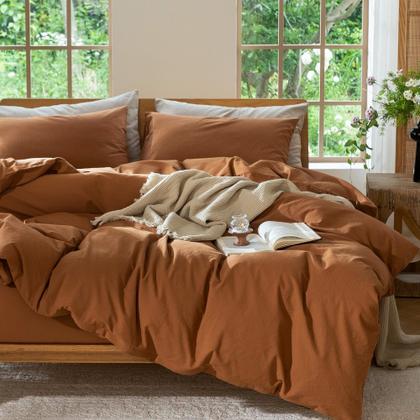 Imagem de Conjunto de capa de edredom MooMee Bedding 100% algodão lavado Queen