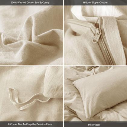 Imagem de Conjunto de capa de edredom MooMee Bedding 100% algodão lavado Super Queen