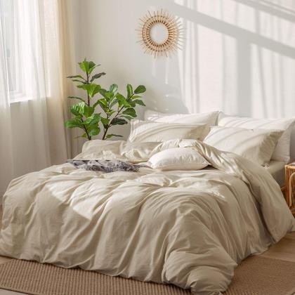 Imagem de Conjunto de capa de edredom MooMee Bedding 100% algodão lavado Super Queen