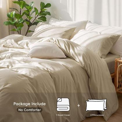 Imagem de Conjunto de capa de edredom MooMee Bedding 100% algodão lavado Super Queen