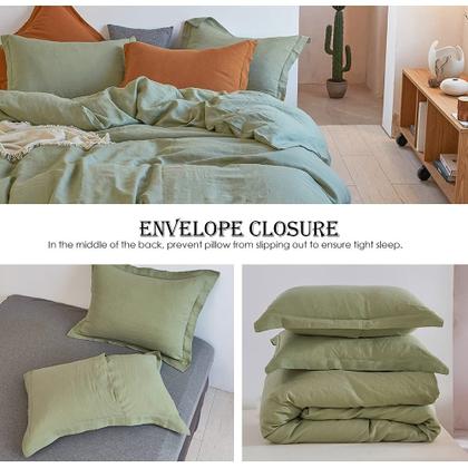 Imagem de Conjunto de capa de edredom Simple & Opulence 100% linho Sage Green Queen