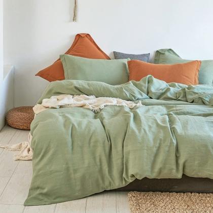 Imagem de Conjunto de capa de edredom Simple & Opulence 100% linho Sage Green Queen