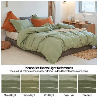 Imagem de Conjunto de capa de edredom Simple & Opulence 100% linho Sage Green Queen