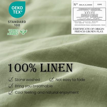 Imagem de Conjunto de capa de edredom Simple & Opulence 100% linho Sage Green Queen