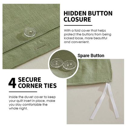 Imagem de Conjunto de capa de edredom Simple & Opulence 100% linho Sage Green Queen