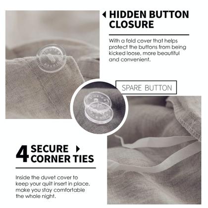 Imagem de Conjunto de capa de edredom Simple & Opulence, 100% linho, tamanho queen size, 3 unidades