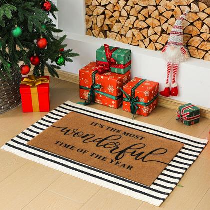 Imagem de Conjunto de capachos de Natal Moucuny Coir Welcome + Buffalo Plaid