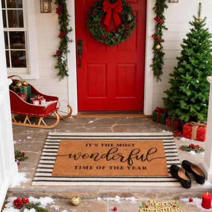 Imagem de Conjunto de capachos de Natal Moucuny Coir Welcome + Buffalo Plaid