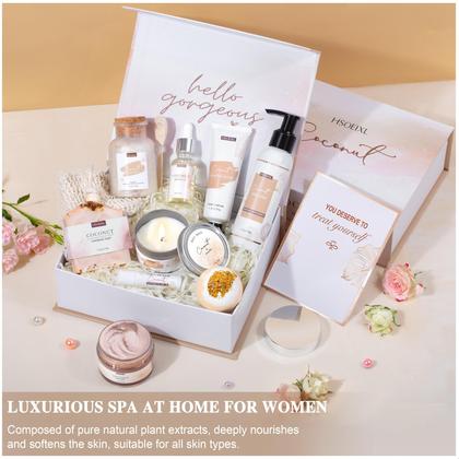 Imagem de Conjunto de cestas de presentes de banho e corpo Coconut Home Spa para mulheres
