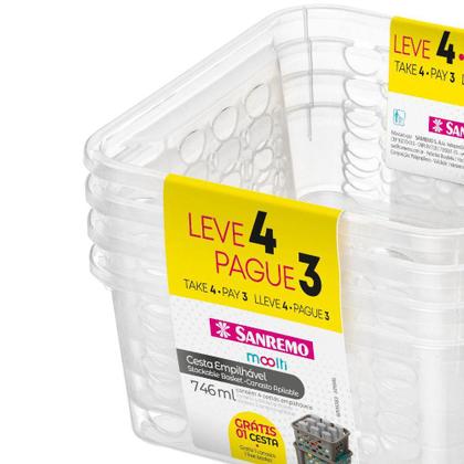 Imagem de Conjunto de Cestas Sanremo SR8867 L4P3 0,746L Transparente