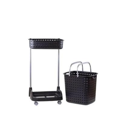 Imagem de Conjunto de Cesto Duplo Lavanderia Com Rodinhas
