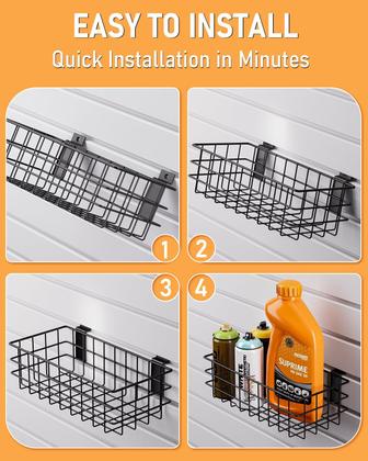 Imagem de Conjunto de cestos Slatwall INCLY Black Metal Hanging Storage