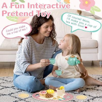 Imagem de Conjunto de chá Airlab Wooden para crianças de 3 a 5 anos Pretend Play