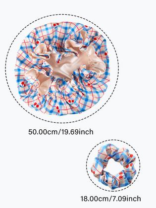 Imagem de Conjunto de chapéu de cetim Vettres Floral com elástico para cabelos cacheados