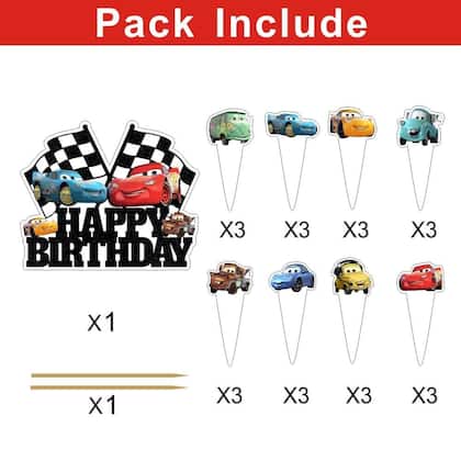 Imagem de Conjunto de chapéus de bolo e coberturas de cupcake para carros de festa de aniversário x25