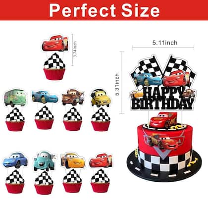 Imagem de Conjunto de chapéus de bolo e coberturas de cupcake para carros de festa de aniversário x25