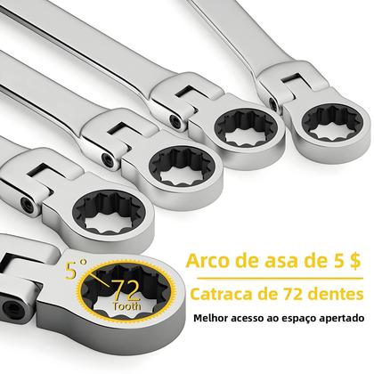 Imagem de Conjunto de Chave de Catraca Universal com Cabeça Flexível (6-24mm) - Ferramentas Manuais de Reparo